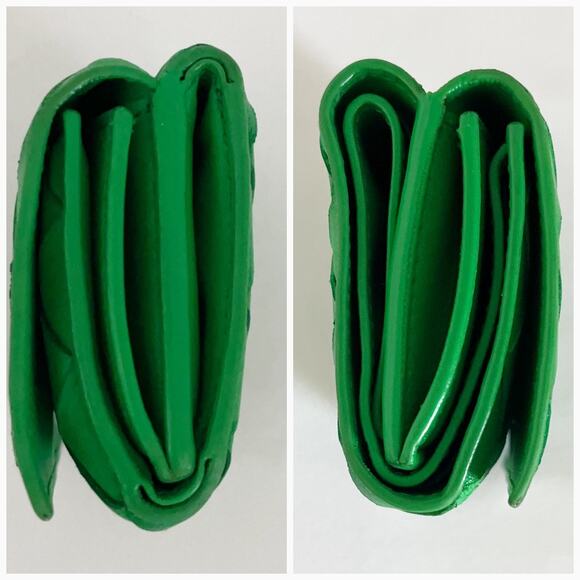 BOTTEGA VENETA Intrecciato Trifold Green Leather Wallet Card Case - Picture 5 of 9